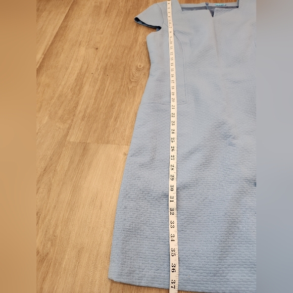 J. Mclaughlin Sheath Little Blue Dress Size 10 Short Cap Sleeves, Textured Fabri - Picture 11 of 15